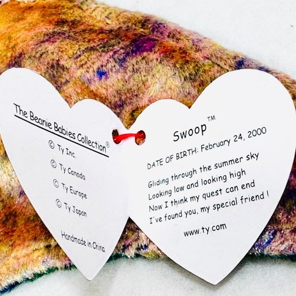 Y2K Ty Beanie Baby SWOOP the Pterodactyl - All Tags/Heart Protector - Picture 9 of 13